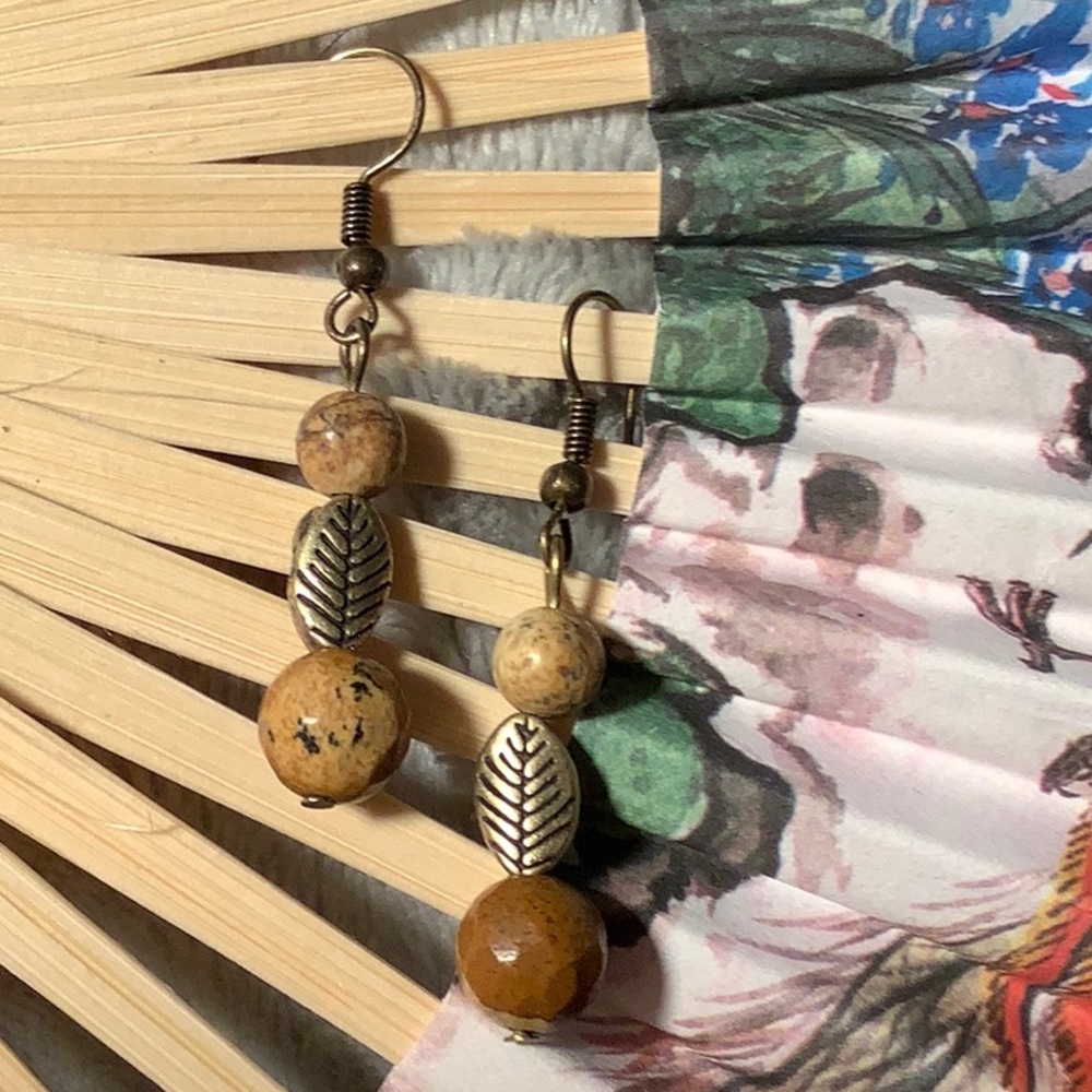 Picture Jasper Semi Precious Earrings.